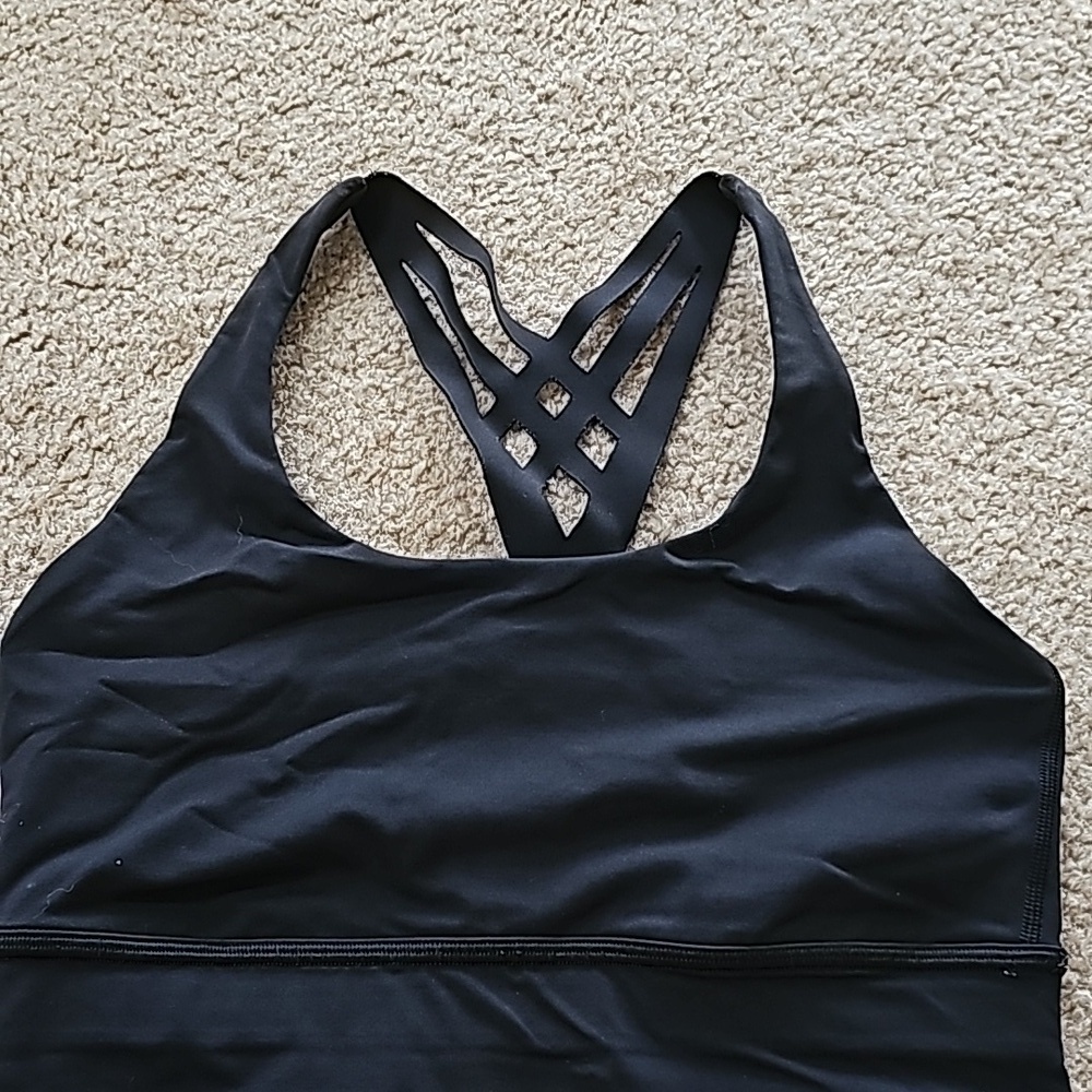 Lululemon Black Longline Crisscross Racerback Sports Bra Size 6 - Picture 2 of 5